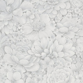 Galerie Eden Collection Silver Floral Texture Wallpaper Roll