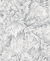 Galerie Eden Collection Silver Jungle Leaves Wallpaper Roll