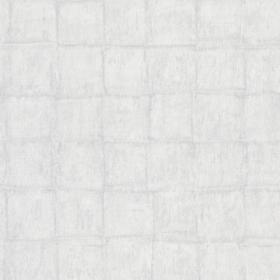 Galerie Eden Collection Silver Textured Tile Effect Wallpaper Roll