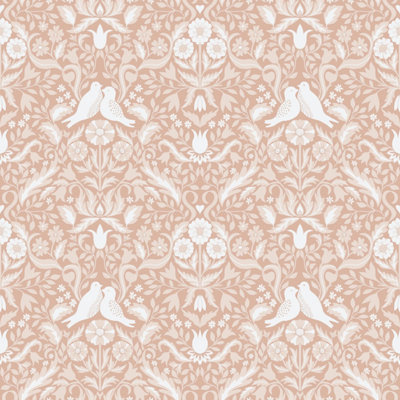 Galerie Ekback Collection Pink Niki Floral Damask Birds Wallpaper Roll