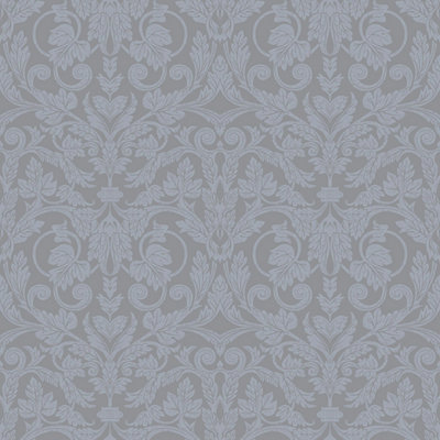 Galerie Ekbacka Collection Blue/Grey Rosali Traditional Damask Wallpaper Roll