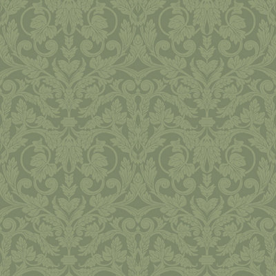 Galerie Ekbacka Collection Green Rosali Traditional Damask Wallpaper Roll