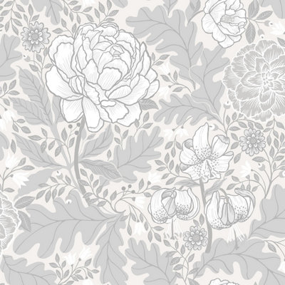 Galerie Ekbacka Collection Grey Camille Large Floral Bunch Wallpaper Roll