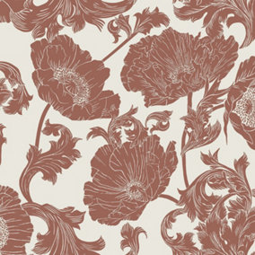 Galerie Ekbacka Collection Red Papaver Large Floral Trail Wallpaper Roll