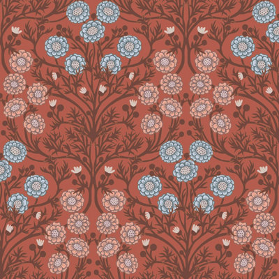 Galerie Ekbacka Collection Terracotta Bellis Delicate Floral Trail Wallpaper Roll