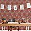 Galerie Ekbacka Collection Terracotta Bellis Delicate Floral Trail Wallpaper Roll