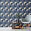 Galerie Elle Decoration Blue Teal Beige 3D Geometric Graphic Embossed Wallpaper
