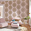 Galerie Elle Decoration Blush Pink Gold Baroque Damask Embossed Wallpaper