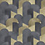 Galerie Elle Decoration Gold Black 3D Geometric Graphic Embossed Wallpaper