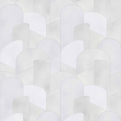 Galerie Elle Decoration Light Grey Silver 3D Geometric Graphic Embossed Wallpaper