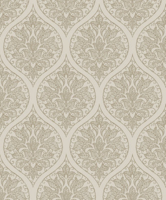 Galerie Emporium Cream Gold Ogee Embossed Wallpaper