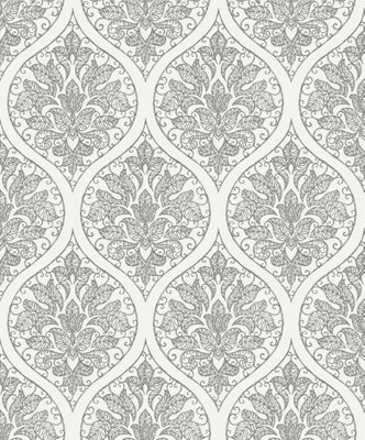 Galerie Emporium Cream Silver Ogee Embossed Wallpaper