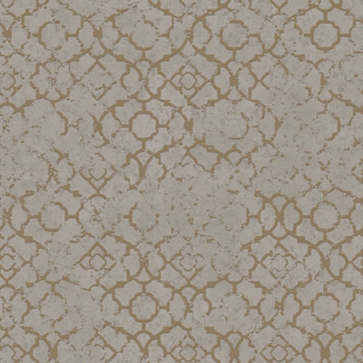 Galerie Emporium Gold Aged Quatrefoil Embossed Wallpaper