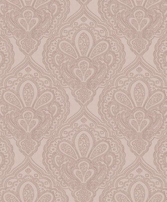 Galerie Emporium Pink Rose Gold Mehndi Damask Embossed Wallpaper