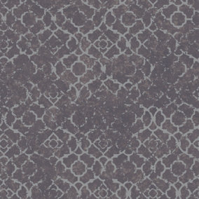 Galerie Emporium Purple Silver Aged Quatrefoil Embossed Wallpaper
