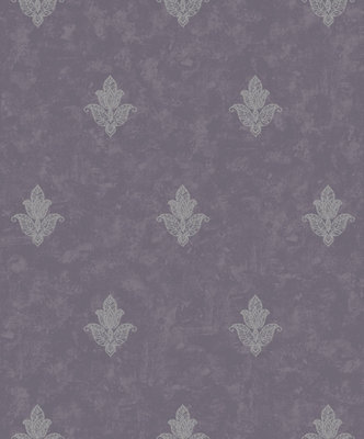 Galerie Emporium Purple Silver Mehndi Motif Embossed Wallpaper