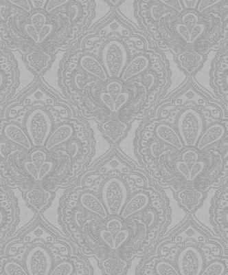 Galerie Emporium Silver Mehndi Damask Embossed Wallpaper