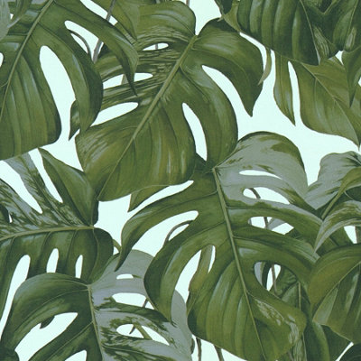 Galerie Escape Beige, Grey, Green Leaf Trail Smooth Wallpaper | DIY at B&Q