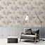 Galerie Escape Beige, Grey, Silver Palm Leaves Smooth Wallpaper