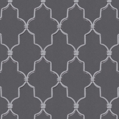 Galerie Escape Dark Grey, Light Grey, Black Trellis Smooth Wallpaper