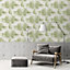 Galerie Escape Green, White Palm Leaves Smooth Wallpaper