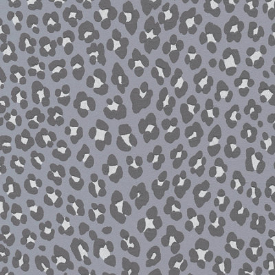 Galerie Escape Grey, Silver, Black Leopard Print Smooth Wallpaper