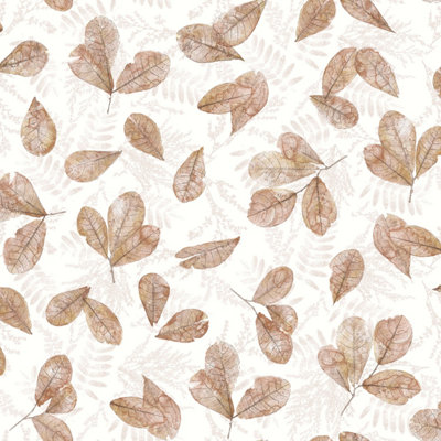 Galerie Evergreen Copper Mica Fossil Leaf Toss Smooth Wallpaper