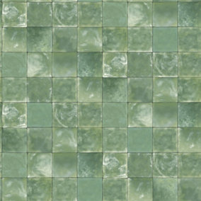 Galerie Evergreen Dark Green Aqua Tile Smooth Wallpaper
