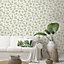 Galerie Evergreen Green Fossil Leaf Toss Smooth Wallpaper