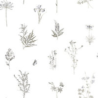Galerie Evergreen Grey Botanical Smooth Wallpaper