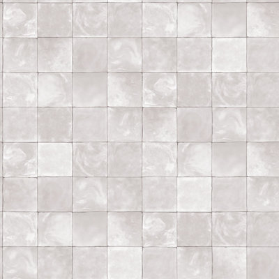 Galerie Evergreen Grey Mica Aqua Tile Smooth Wallpaper