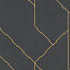 Galerie Exposed Black Gold Structural Geometric Smooth Wallpaper