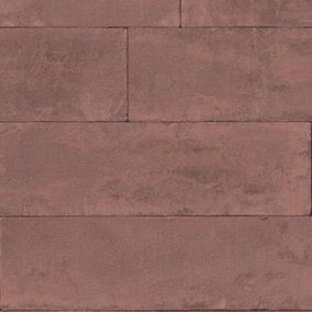 Galerie Exposed Rustic Red Concrete Blocks Smooth Wallpaper