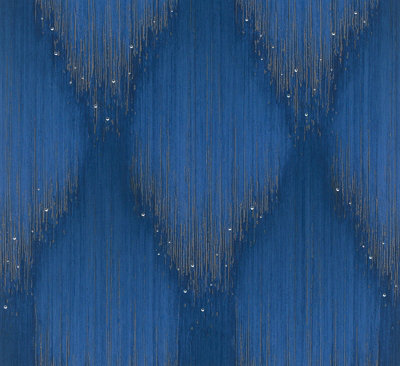 Galerie Fashion Icon Blue Shimmer Rhinestone Stripes A4 Wallpaper Sample