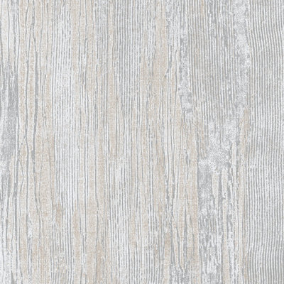 Galerie Feel Beige Metallic Wooden Plank Wallpaper Roll