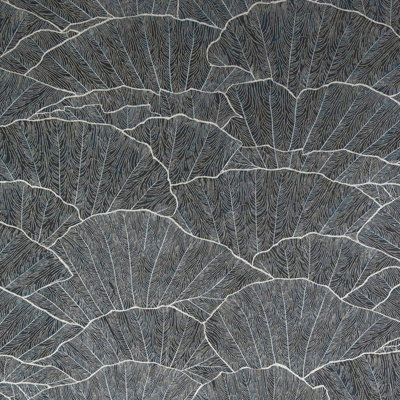 Galerie Feel Blue Metallic Seashell Leaf A4 Wallpaper Sample