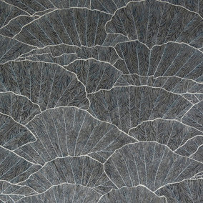 Galerie Feel Blue Metallic Seashell Leaf Wallpaper Roll