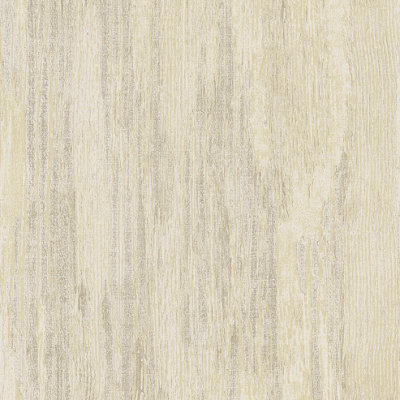 Galerie Feel Cream Metallic Wooden Plank Wallpaper Roll