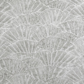 Galerie Feel Grey Metallic Seashell Leaf Wallpaper Roll