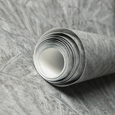 Galerie Feel Grey Metallic Seashell Leaf Wallpaper Roll