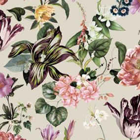 Galerie Flora Beige Floral Rhapsody Wallpaper