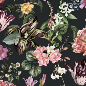 Galerie Flora Black Floral Rhapsody Wallpaper