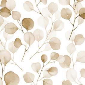 Galerie Flora Brown Eucalyptus Trailing Leaf Wallpaper