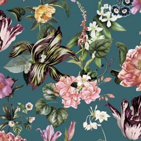Galerie Flora Green Cherry Blossom Wallpaper