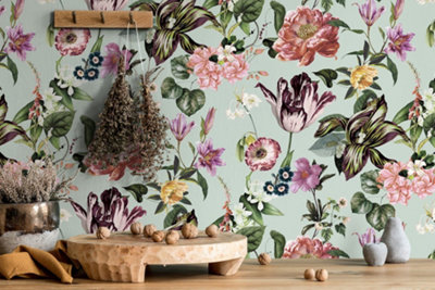 Galerie Flora Green Floral Rhapsody Wallpaper