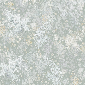 Galerie Flora Grey Soft Foliage Wallpaper