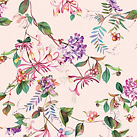 Galerie Flora Pink Summer Bouquet Wallpaper