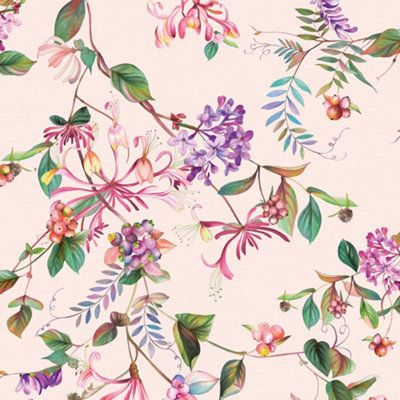 Galerie Flora Pink Summer Bouquet Wallpaper