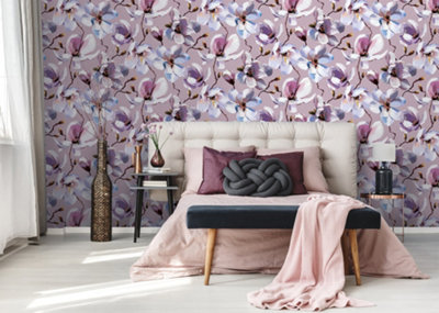 Galerie Flora Purple Cherry Blossom Wallpaper