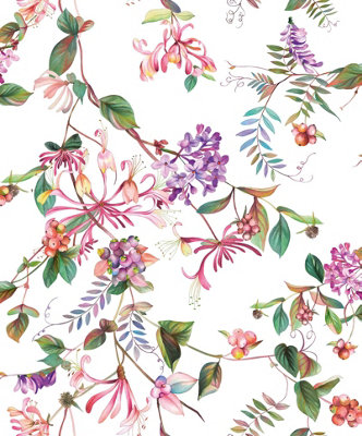 Galerie Flora Purple Summer Bouquet A4 Wallpaper Sample